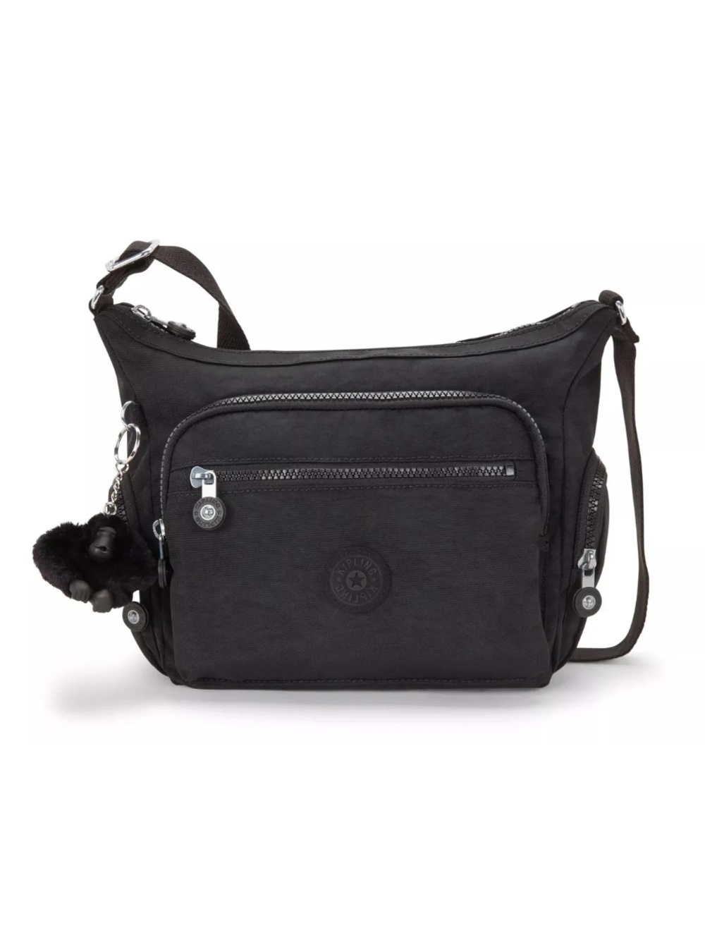 NWT Kipling Gabbie Small Black Nylon Crossbody Bag with Brand Charm/Keychain